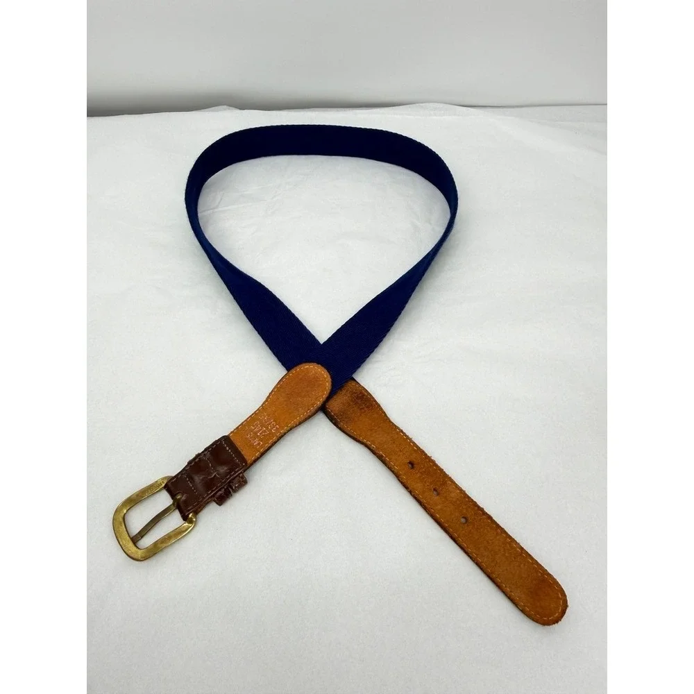 Lacoste Belt Canvas Leather Double Striped Preppy Casual Retro 80s Size 38/95